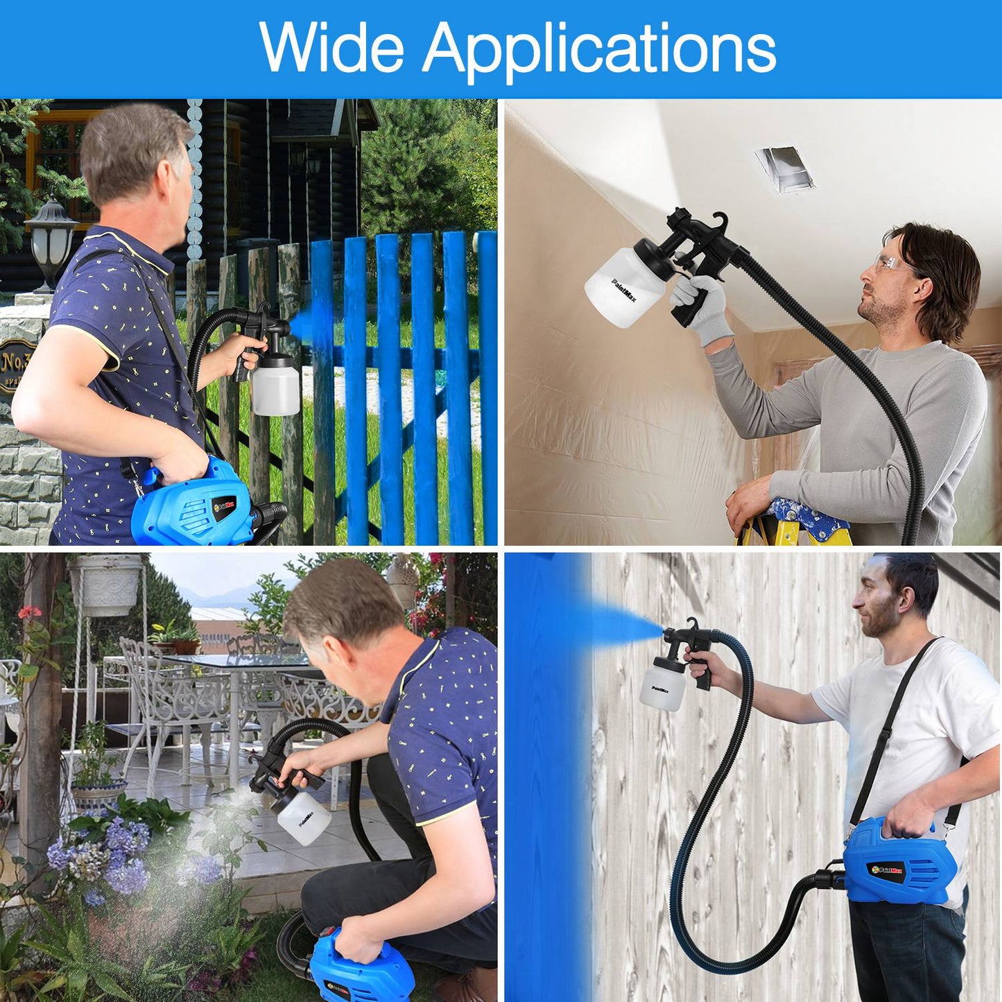 800ML Paint Spray Painter 650W Paint Sprayer Machine 800ML Per Min Output HVLP Oil Primer Water Sprayer With 3 Spraying Patterns Motor Strap Detachable Container For Spring Home Garden Decoration