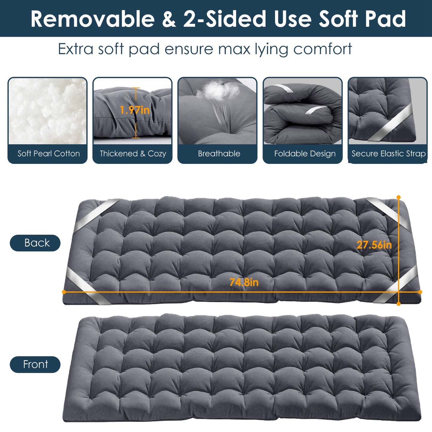 1Pc Folding Camping Cot Portable Sleeping Camping Bed Collapsible Travel Camp Cots Guest Bed Cot With 2-Sided Soft Pad 440LBS Max Load