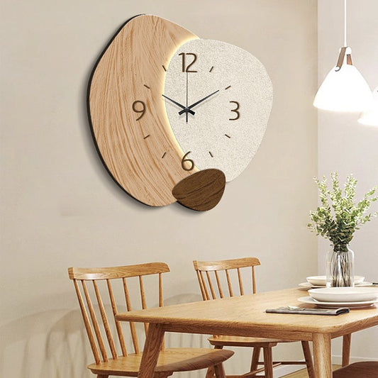 Cream Color Creative Living Room Wall Clock, Fashionable and Elegant Home Decor, No Drilling Required, Hanging Wall Clock