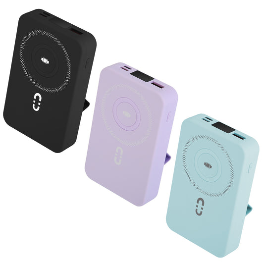 1Pc 3 In 1 10000mAh MagSafe Fast Charging Power Bank PD20W Portable Charger With 2 Built In Cables Stand Fit For IOS Phone 16 15 13 Series And More