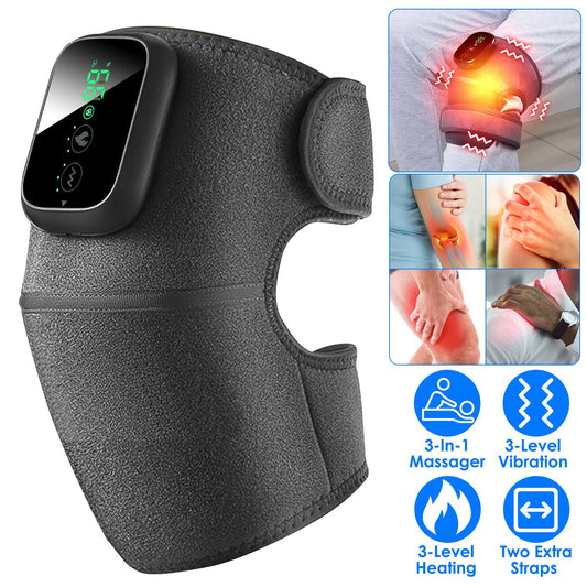 3-In-1 Heated Knee Massager Shoulder Heating Pads Elbow Brace With 3 Level Vibration And Heating Modes For Pain Stress Relief