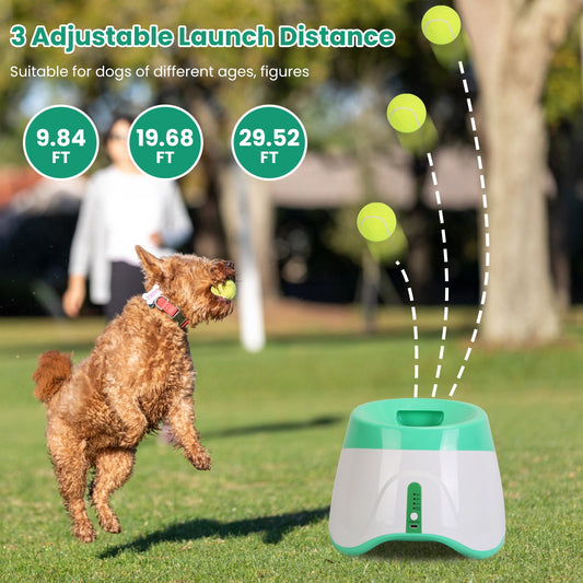 1Pc Automatic Dog Ball Launcher Included 6 Tennis Balls Dog With 3 Adjustable Launch Distance Interactive Ball Thrower Fetch Machine For Small Medium Dogs