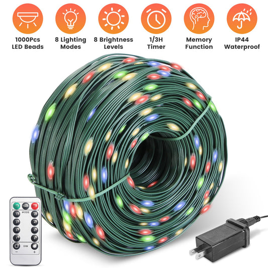 330FT String Lights Outdoor Christmas Decoration Lights With Remote IP44 Waterproof 8 Lighting Modes 8 Brightness Timer Plug In Fairy Light Xmas House Holiday Decor