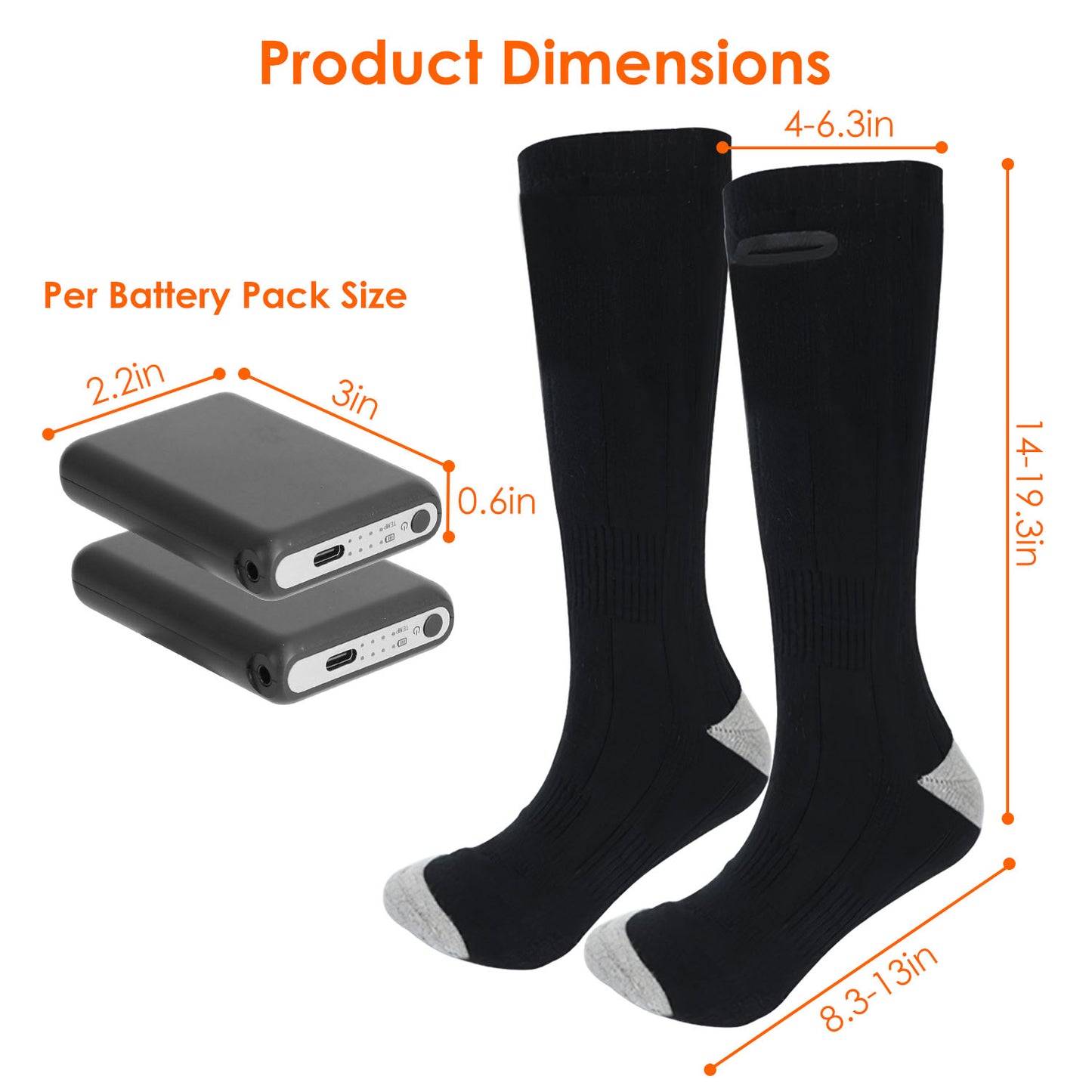 1Pair Electric Heated Socks For Men Women
