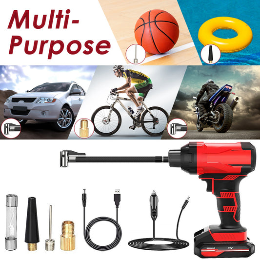 1Pc 150PSI Cordless Car Tire Inflator Rechargeable 2V Portable Electric Air Compressor With LED Light For Car Bike Motorcycle Ball