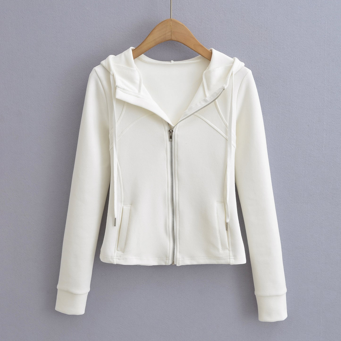 Waist hugging hooded slim fit hoodie