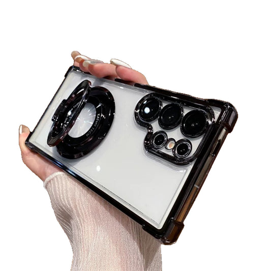 Suitable for Samsung S25 Ultra Phone Case with Air Cushion Shockproof Space Shell Magnetic Mount Bracket Note 20 Hard Case A55