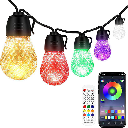 52.5FT Colorful Outdoor String Lights Smart RGB LED