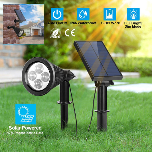 1Pc Solar Powered Spotlight Outdoor Dusk To Dawn Light IP65 Waterproof For Wall Path Lawn Garden Lamp Waterproof