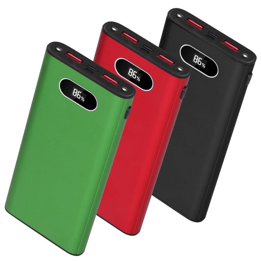 Green-Black-Red Color Options -- 1Pc 20000Mah Power Bank Portable Charger External Battery Pack 22.5W Super Fast Charging With LED Display Flashlight Fit For IOS Phone