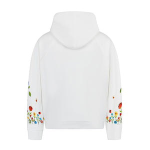 Small floral embroidery hooded sweatshirt
