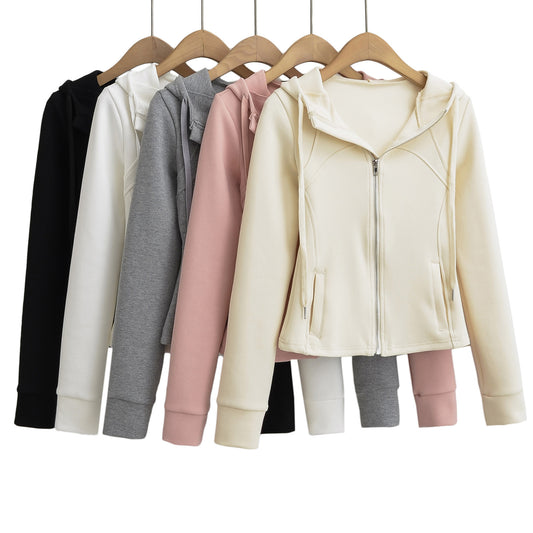 Waist hugging hooded slim fit hoodie
