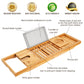1Pc Bathtub Caddy Tray Crafted Bamboo Bath Tray Table Extendable Reading Rack Tablet Phone Holder Wine Glass Holder Shelf Desk Bathroom Spa