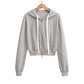 Drawstring zipper hooded long sleeved sweatshirt