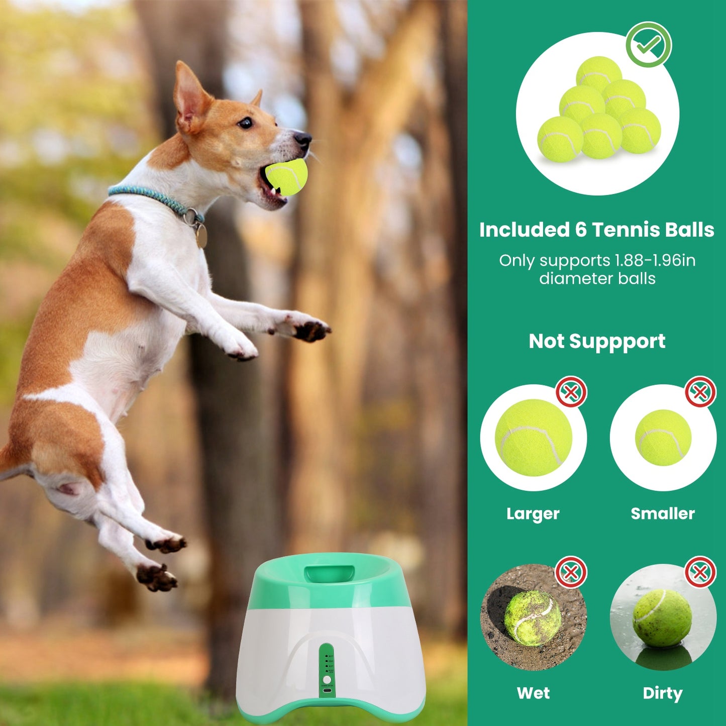 1Pc Automatic Dog Ball Launcher Included 6 Tennis Balls Dog With 3 Adjustable Launch Distance Interactive Ball Thrower Fetch Machine For Small Medium Dogs
