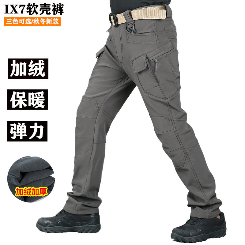 Factory Direct Sale Softshell Assault Pants for Men, Autumn and Winter Ski Multi-Pocket Fleece Pants, Wear-Resistant Work Tactical Camouflage Pants