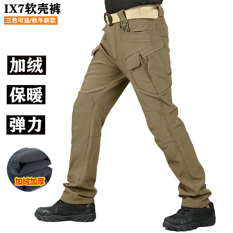 Factory Direct Sale Softshell Assault Pants for Men, Autumn and Winter Ski Multi-Pocket Fleece Pants, Wear-Resistant Work Tactical Camouflage Pants