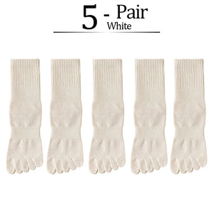 5 Pairs/lot Women Five Fingers Socks 100% Cotton Solid Colour Ladies Split Toe Sports Socks Spring Autumn Harajuku Toe Socks