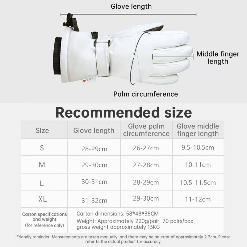 Ski Gloves with Built-in Wrist Guards, Waterproof for Ski/Snowboard Carving, Professional 3M Fleece-Lined Thickened Gloves
