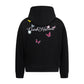 Butterfly letter embroidered hooded sweatshirt
