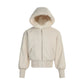 Big fur collar and velvet hooded sweatshirt jacket for women