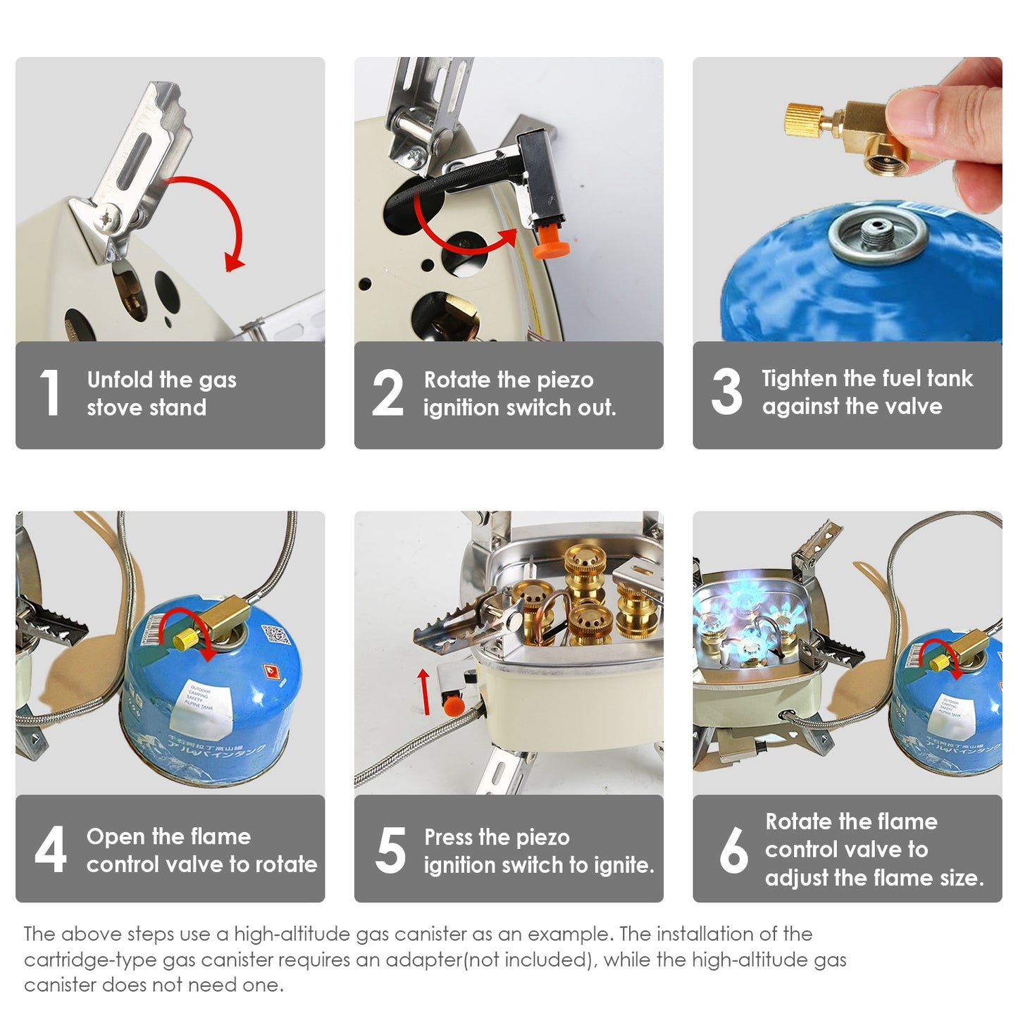 13000W Portable Windproof Camping Stove Five-head Gas