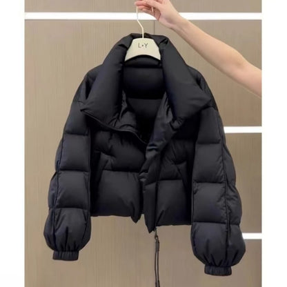Short Cotton Coat for WomenShort Length Loose Fit Thicken Design Fashionable Outerwear