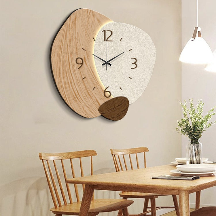 Cream Color Creative Living Room Wall Clock, Fashionable and Elegant Home Decor, No Drilling Required, Hanging Wall Clock