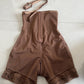 Adjustable seamless high waisted beauty pants with zipper waist cinching body shaping and gathering jumpsuit