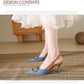 French Shallow Mouth Pointed Toe Stiletto Women's Denim High Heel Sandals Summer Breathable and Leg-lengthening
