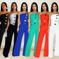 Fashion Women's Sleeveless Buttoned Jumpsuit Long Pants