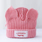 Double-layer thickened pig ear wool hat autumn and winter warm solid color knitted hat