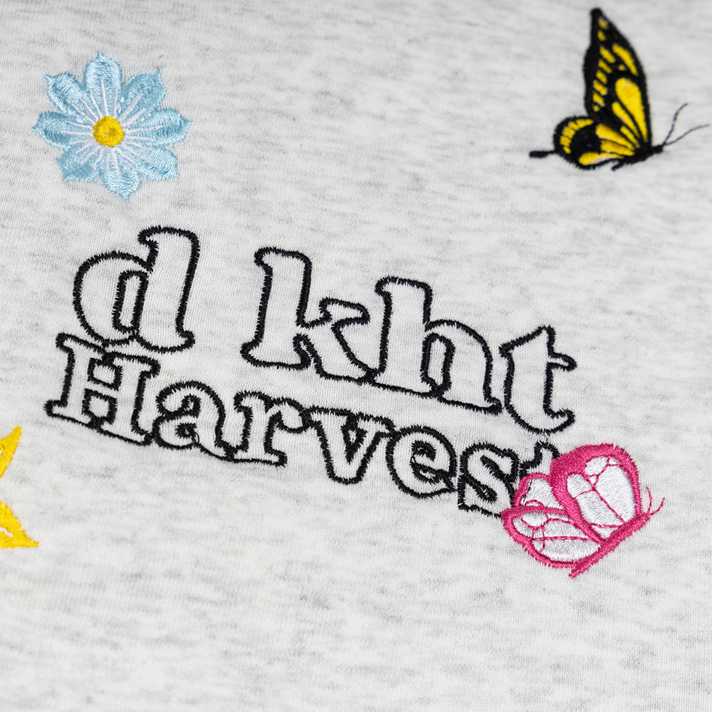 Butterfly letter embroidered hooded sweatshirt