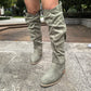 Low heeled side zipper oversized suede high top women's boots