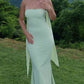 Elegant Fitted Strapless Ribbon-Trimmed Sheath Dress for Women Party Evening Gown
