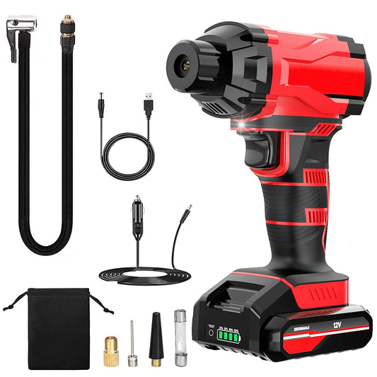 1Pc 150PSI Cordless Car Tire Inflator Rechargeable  2V Portable Electric Air Compressor With LED Light For Car Bike Motorcycle Ball