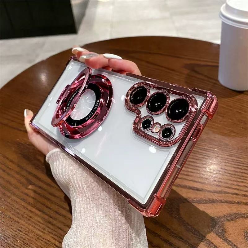 Suitable for Samsung S25 Ultra Phone Case with Air Cushion Shockproof Space Shell Magnetic Mount Bracket Note 20 Hard Case A55