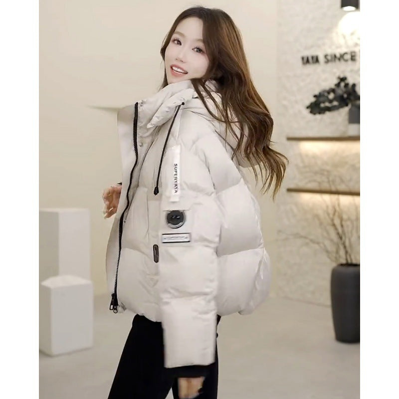 Short Winter Fashion Warm Casual Cotton Coat for Women, Thick Padded Bomber Style Loose Jacket