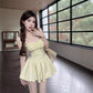 Yellow Strap Dress Women Summer Dopamine Sexy Short Figure Fitted Princess Puff Skirt Birthday Party Dress