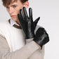 Sheepskin Leather Gloves Men Winter Lined Thickened Warm Riding Motorcycle Driving Touch Screen Mitten Gloves