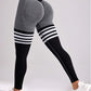 Tight fit high waisted sports and fitness pants women's yoga pants seamless striped peach yoga pants hip lifting pants yoga clothes