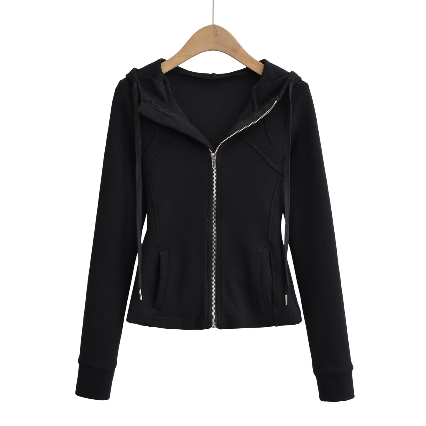 Waist hugging hooded slim fit hoodie