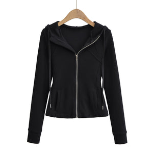 Waist hugging hooded slim fit hoodie