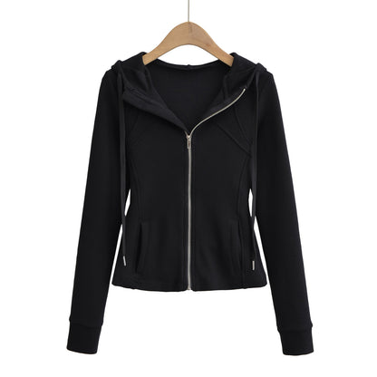 Waist hugging hooded slim fit hoodie