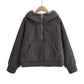 Half zip loose hooded sweatshirt