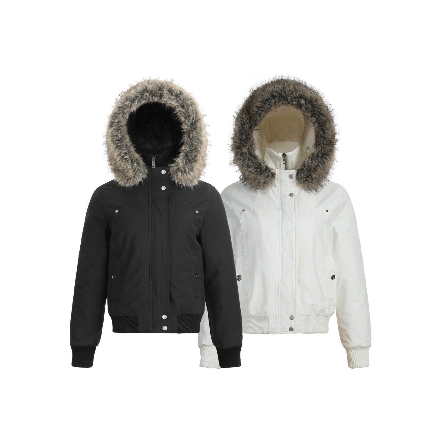 Fake two high necked white slim fit cotton jackets