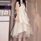 Gentle Princess Long Dress, Fairy-like Flowing Sweet Strap Irregular Pleated Dress for Women Summer