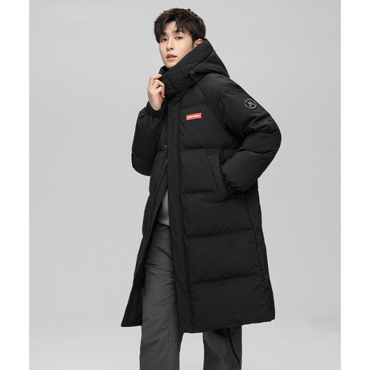 Over-the-Knee Hooded Mid-Length Cotton Coat for Men and Women, Loose, Thick, Warm, Couple's Cotton Jacket Outerwear