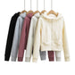 Drawstring hooded long sleeved jacket sweatshirt