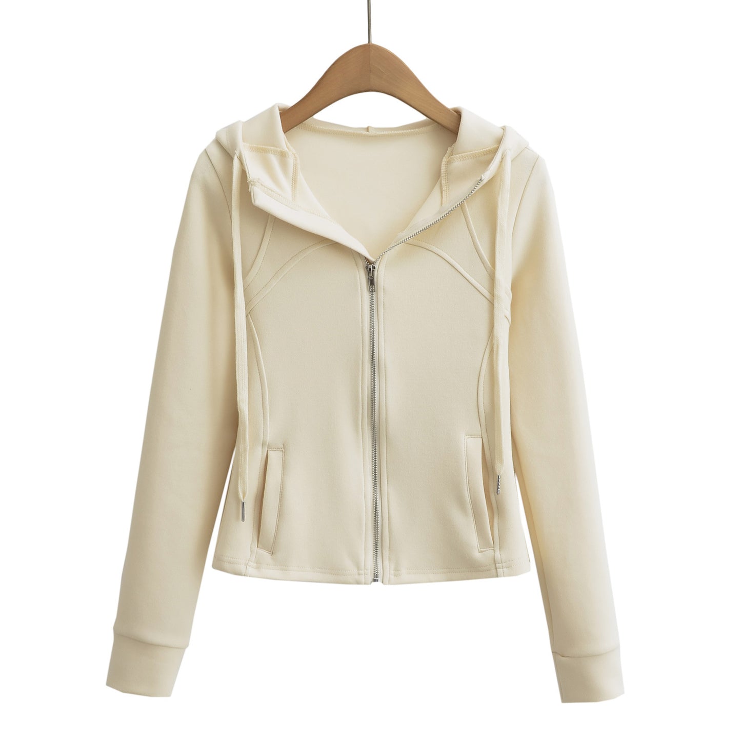 Waist hugging hooded slim fit hoodie